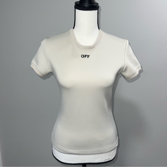 Off-White Beige Jersey Logo Top Virgil Abloh Shirt 2013 - Picture 6 of 9